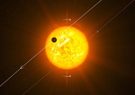 El planeta WASP 8b orbita hacia la izquierda; la estrella, hacia la derecha. | ESO