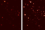 Vista del cúmulo globular M3 con un telescopio terrestre convencional (dcha.) y con la nueva óptica (izda.). | M.Hart