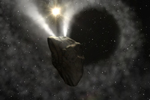 Recreación artística de un estallido del cometa "29P/Schwassmann-Wachmann 1". | CSIC