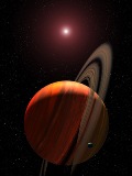 Recreacin de un gigante gaseoso orbitando una enana roja (Foto: NASA)