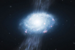 Recreación artística de una galaxia absorbiendo gas de su alrededor. | ESO