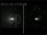 Imagen del cometa en ambos momentos. Foto vídeo Nasa - Europa Press.