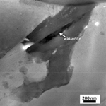 El mineral descubierto en el meteorito. Foto: NASA.