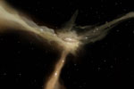 Recreación artística del nacimiento de estrellas en una galaxia. | ESA