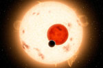 Recreación del planeta Kepler 16-b y sus dos estrellas. | NASA | JPL-CALTECH.