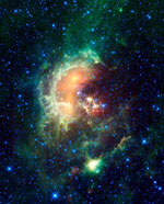 Nebulosa del renacuajo en la constelación de Auriga, donde se ve la estela dejada por el asteroide. Foto: NASA.