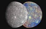 Dos imgenes de la cara oculta de Mercurio captada por la sonda Messenger. (Foto: NASA)
