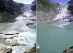 El deshielo en apenas diez aos (1991-2001) del glaciar Triftgletscher, en los Alpes suizos, muestra como el actual cambio climtico puede llegar a ser an ms brusco. (Jrg Alean)