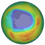 El agujero de ozono (en color oscuro) observado el 7 de octubre de este ao. (Foto: ESA)