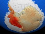 Imagen de la Antrtida que muestra el calentamiento del continente, muy significativo en la parte occidental (rojo), significativo en la Pennsula y ligero en la parte oriental. (Foto: \\\\