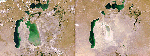 Imgenes del mar de Aral en 2006 y 2009 captadas por el satlite Envisat. | Afp / ESA